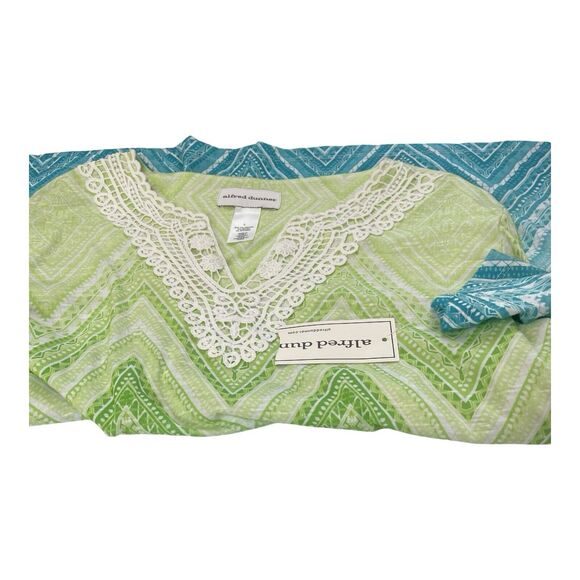 Alfred Dunner Large NWT Pullover Top Summer Spring Green Ombre Knit Lace Overlay - Picture 4 of 9